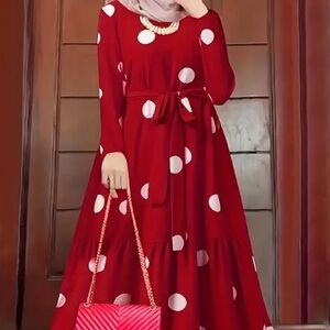 NWOT Red White Polka Dot Long Sleeve Dress 3X